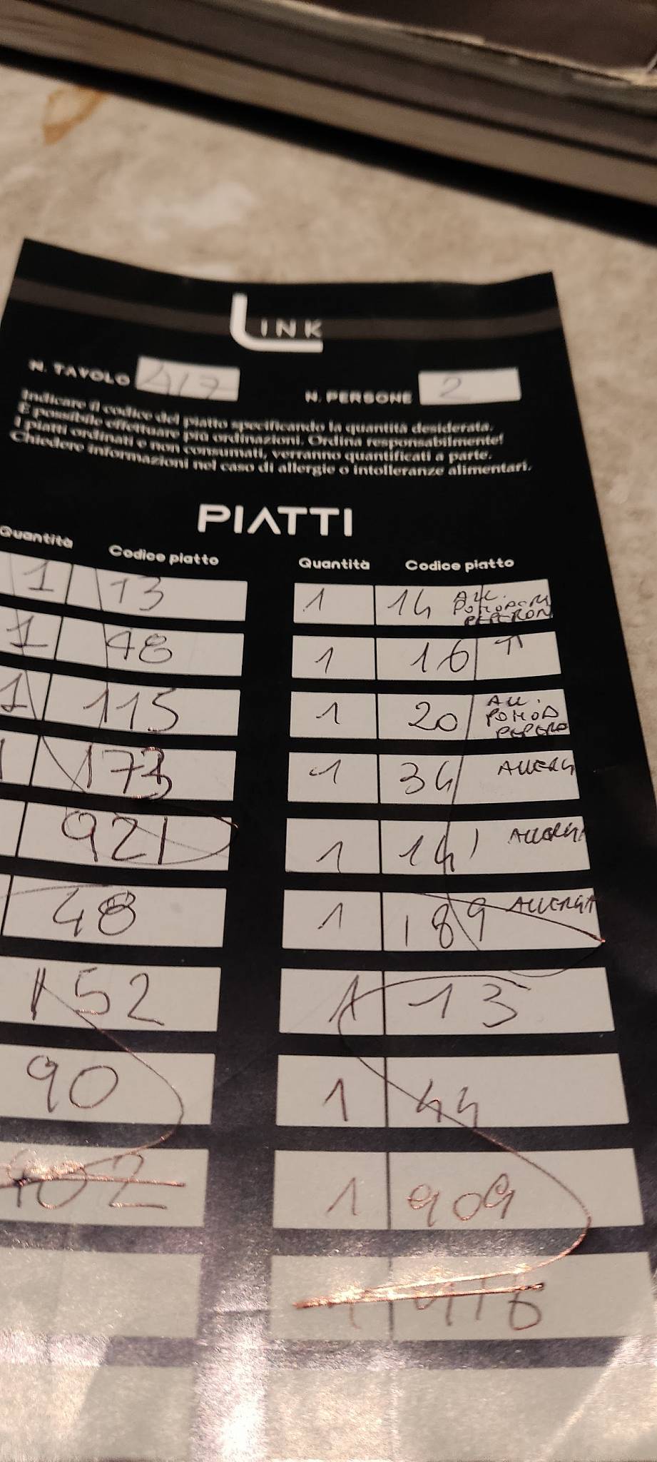 Menu di Link Restaurant 