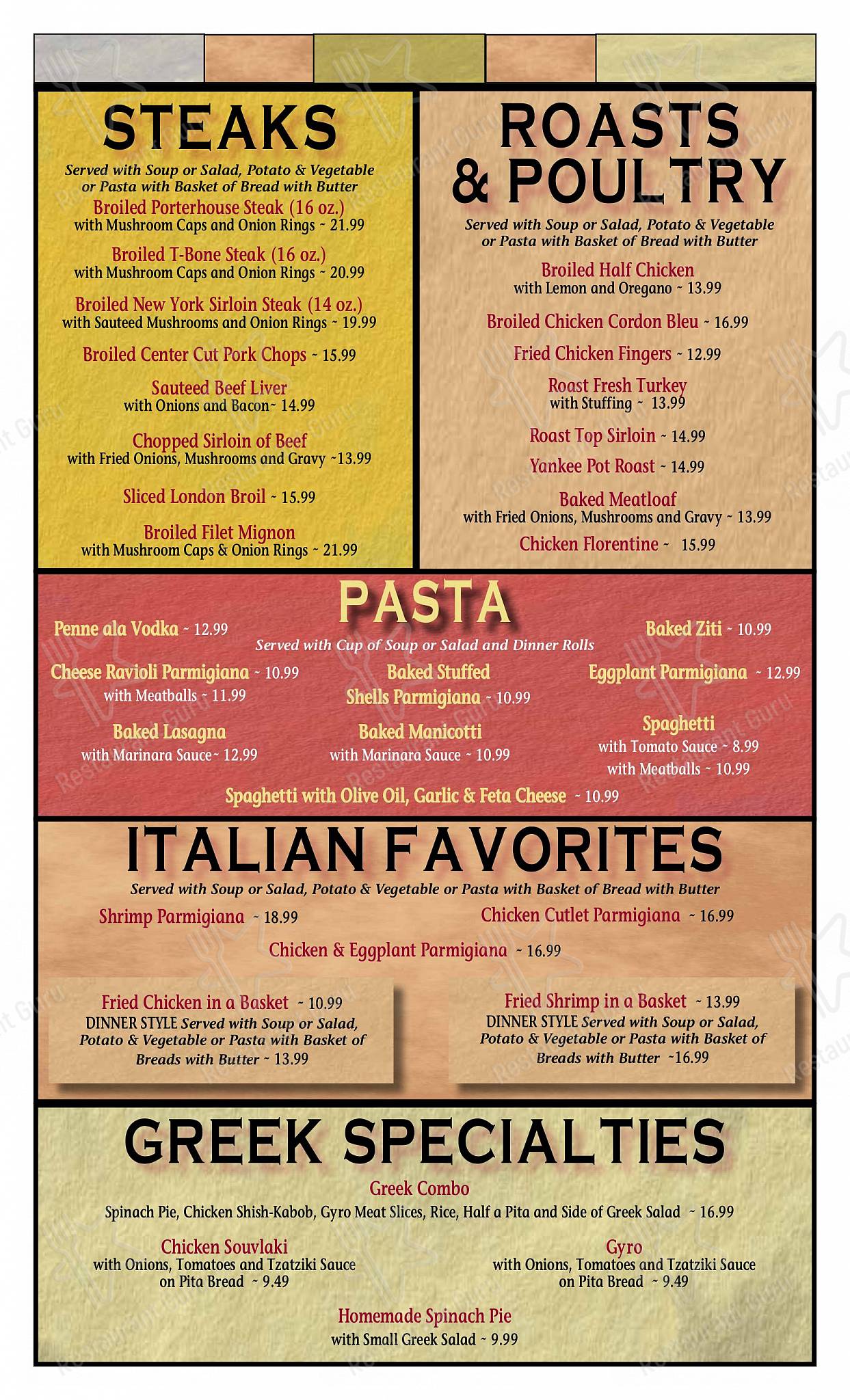 Menu at Dynasty Diner restaurant, Tuckerton