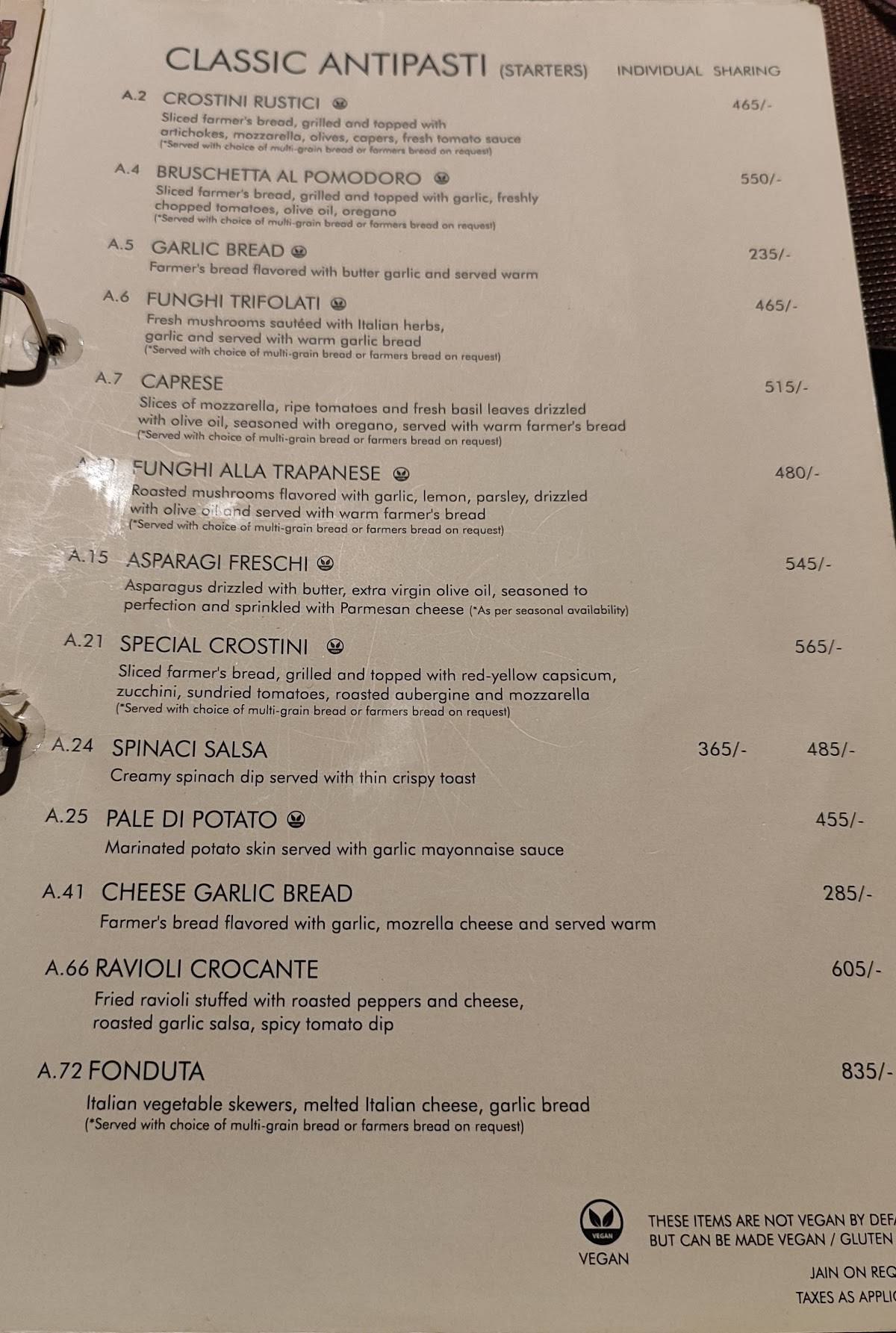 Little Italy Restaurant, Chinchwad Pune menu