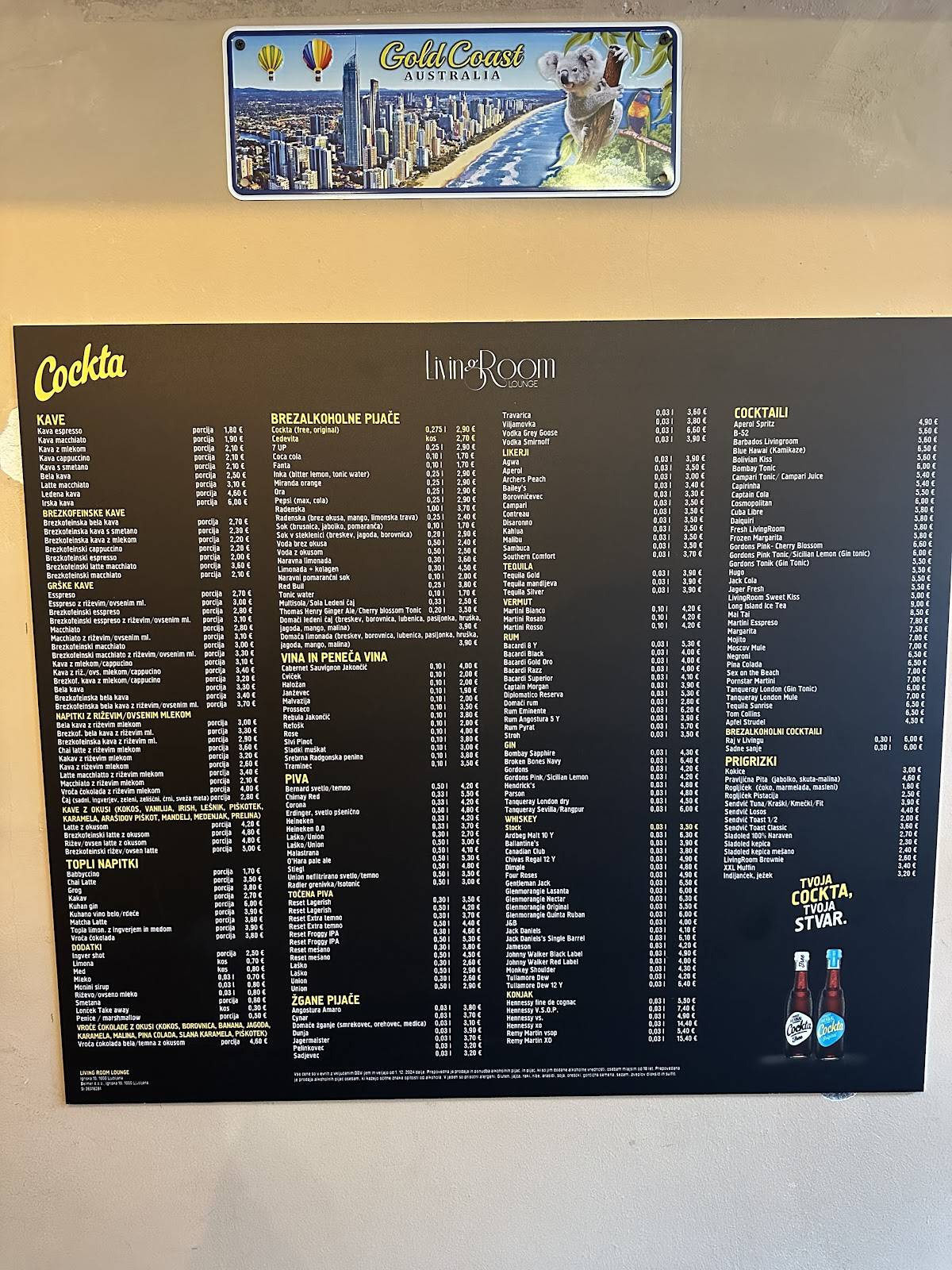 Menu di Livingroom lounge 
