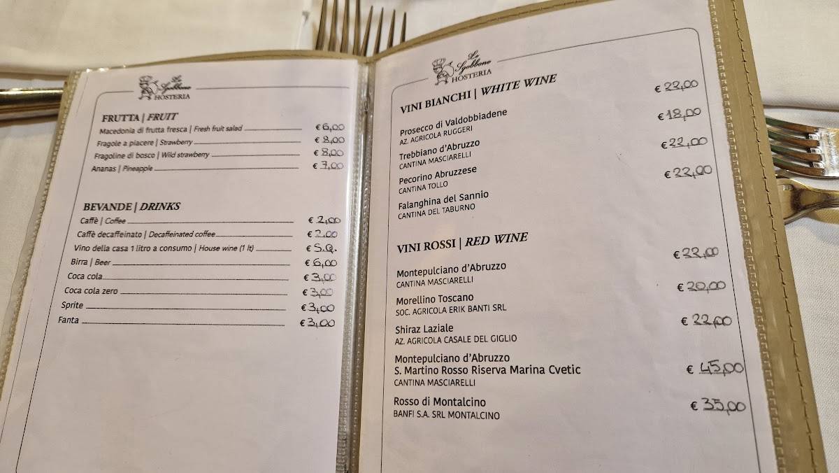 Menu di Lo Sgobbone Da Pippo 