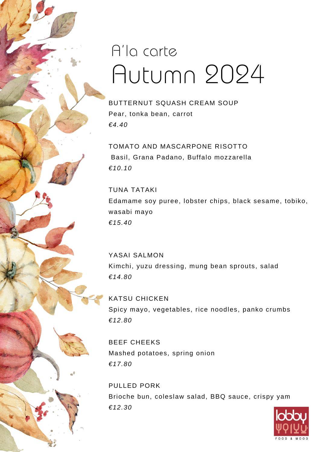 Menu di Lobby Food&Mood 