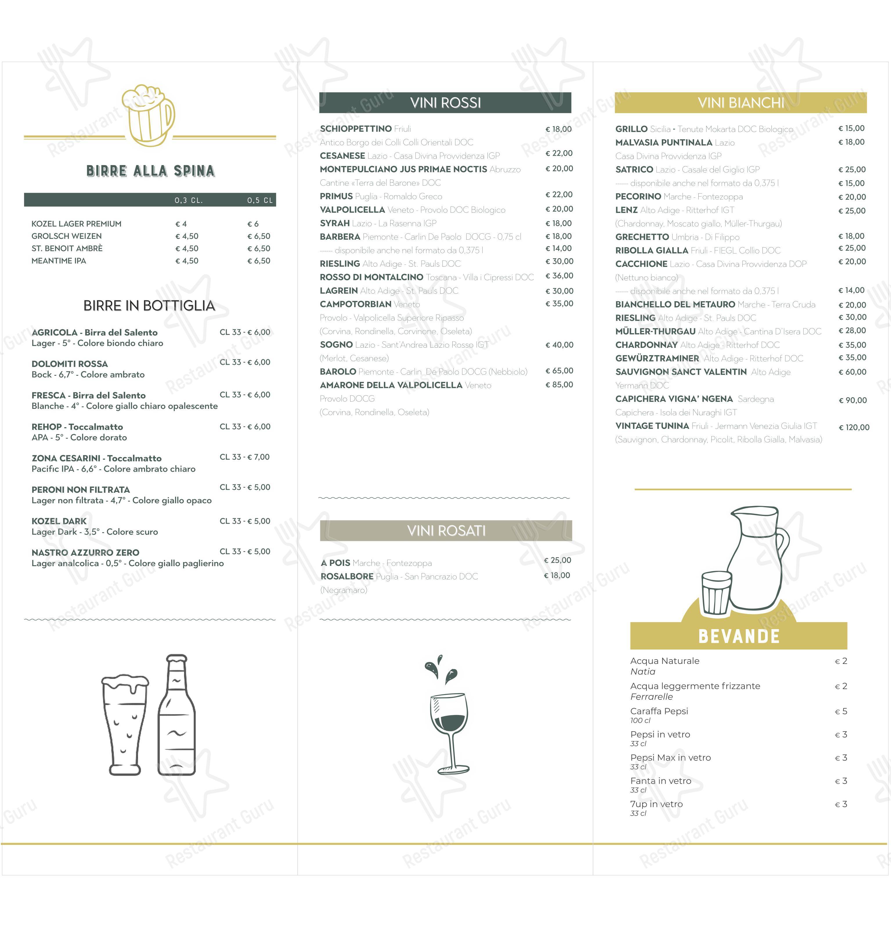 Menu bar per Loft84 Casal Palocco ristorante
