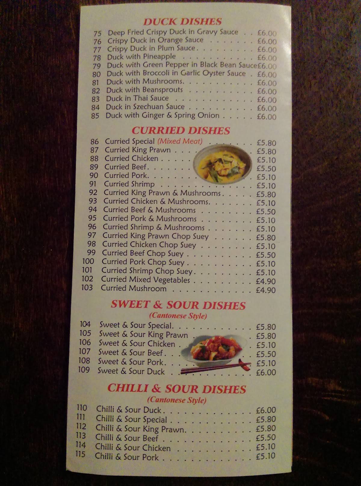 Menu at Lotus Chinese fast food, Ulverston