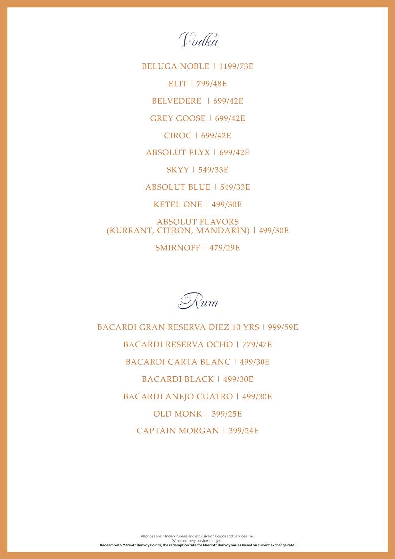 Lounge 18 menu