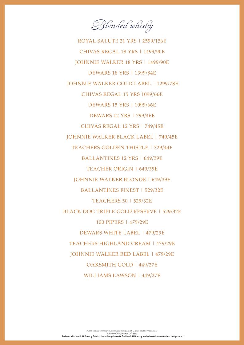 Lounge 18 menu