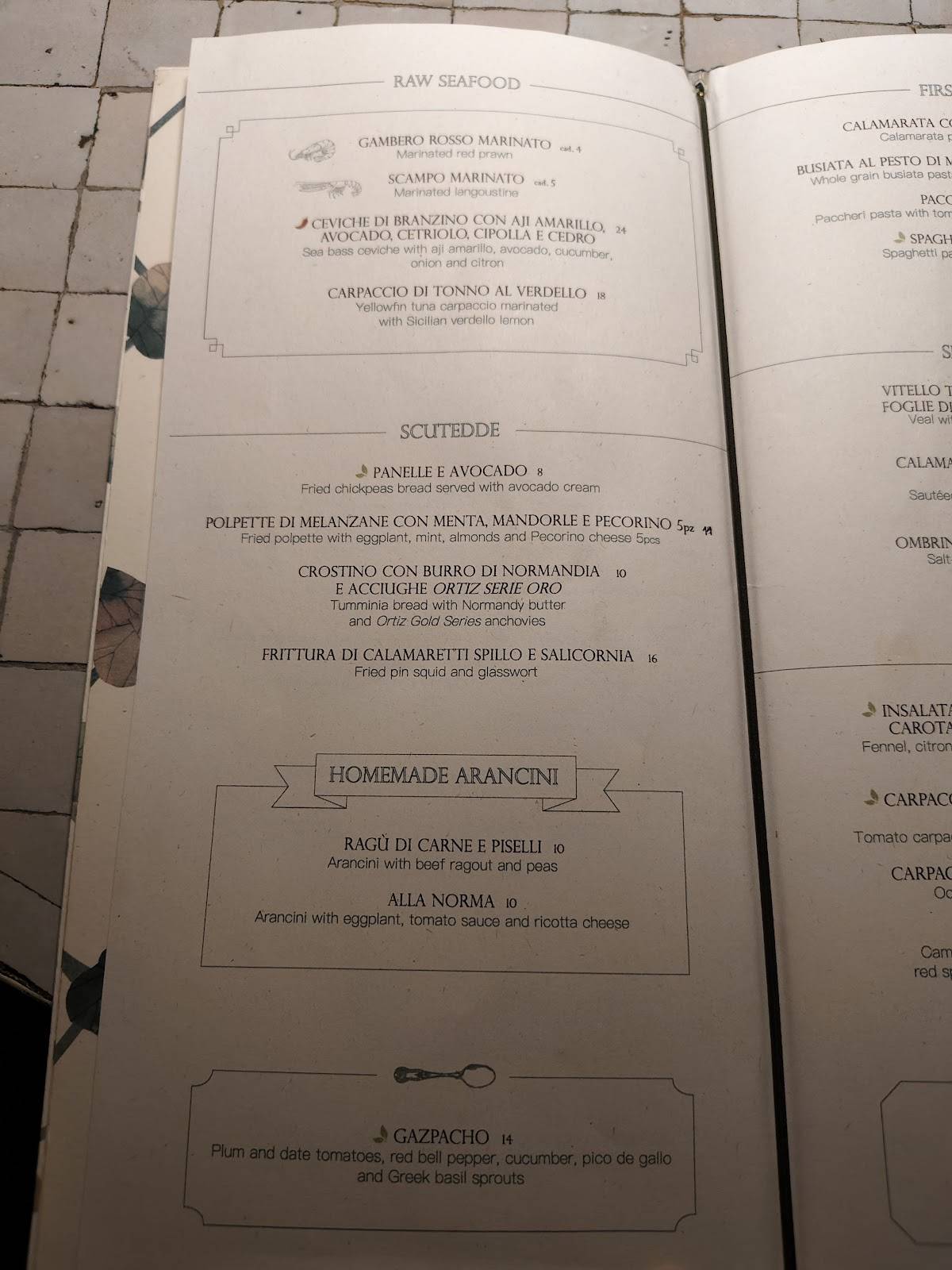 Menu di LùBar 