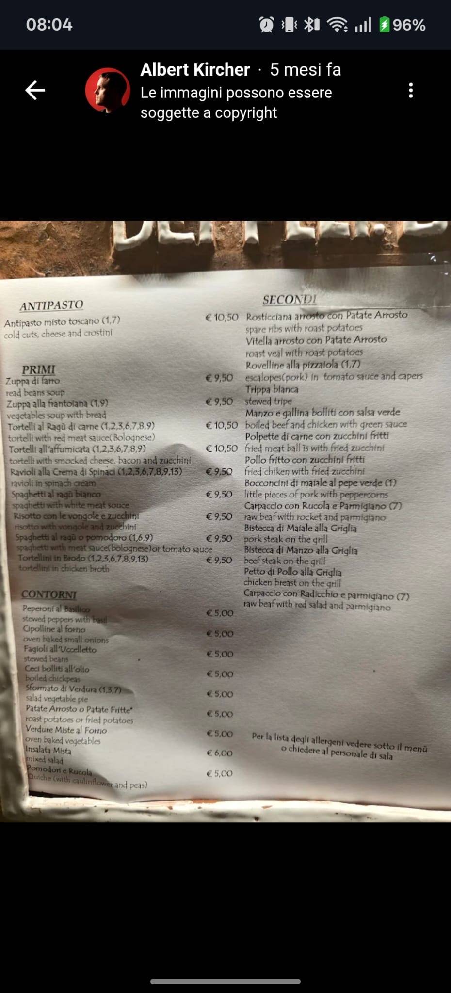 Menu di Trattoria da Leo 