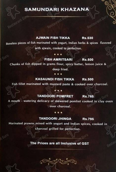 Imperial Grill menu