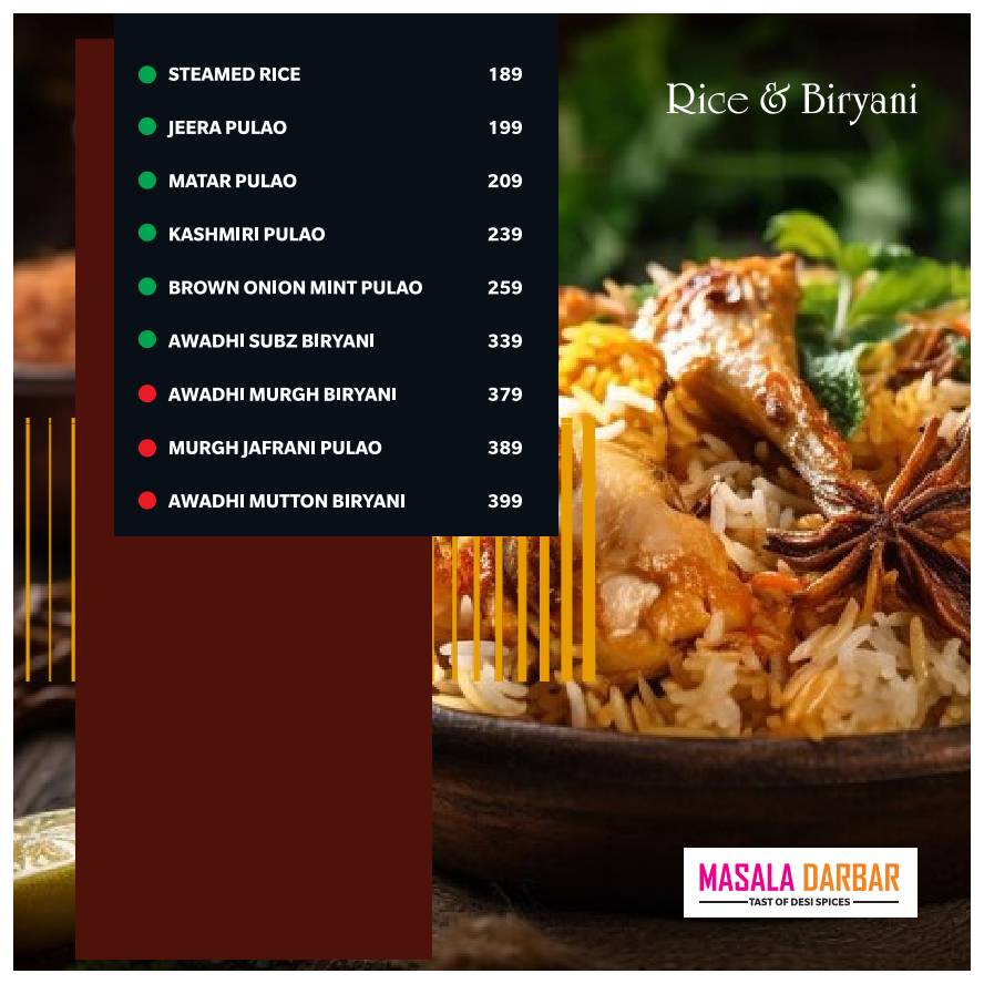 Masala Darbar menu