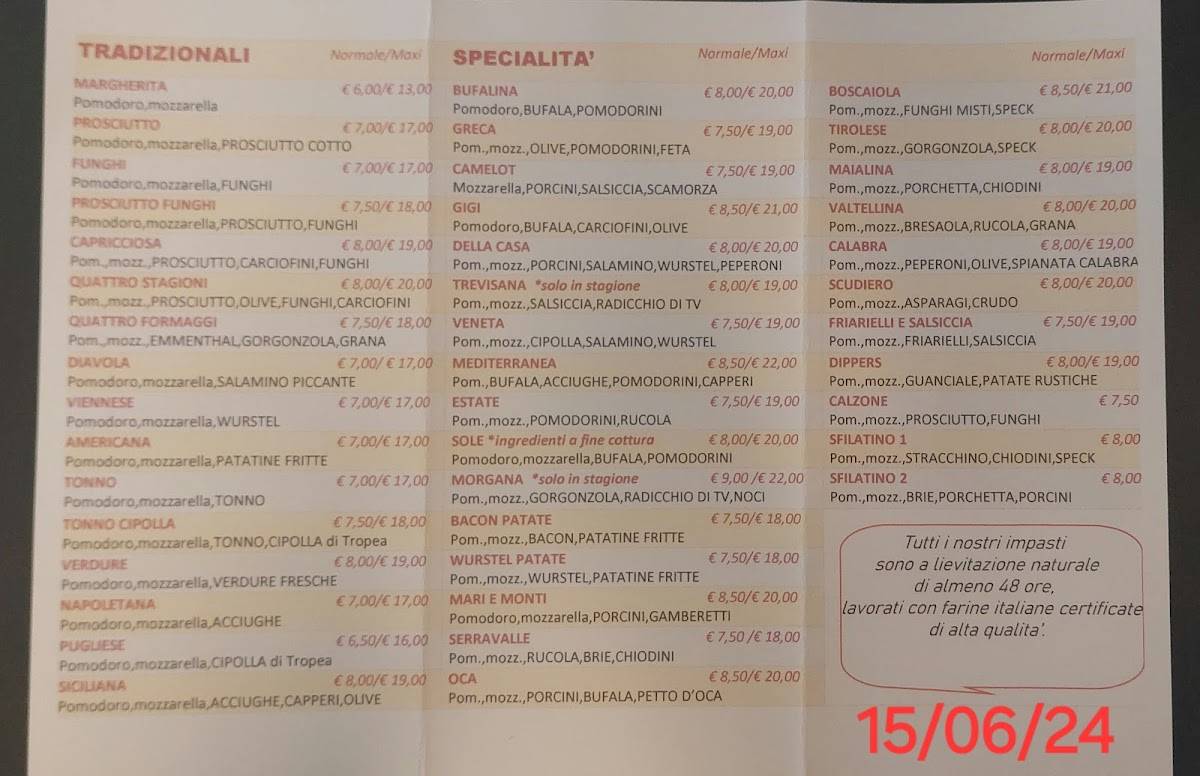 Menu di L'ultimo spicchio 