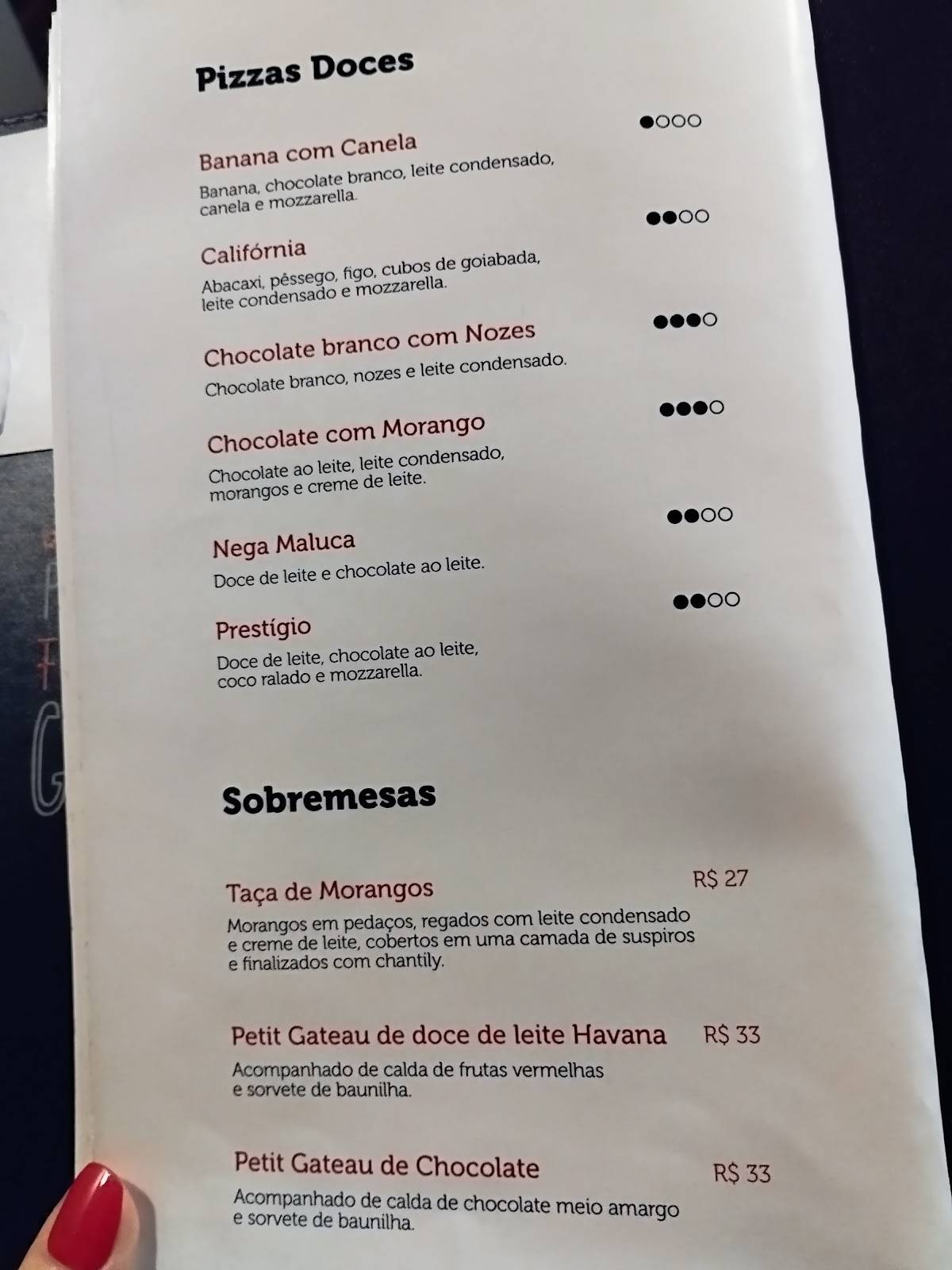 Luna Bianca Pizzeria cardápio