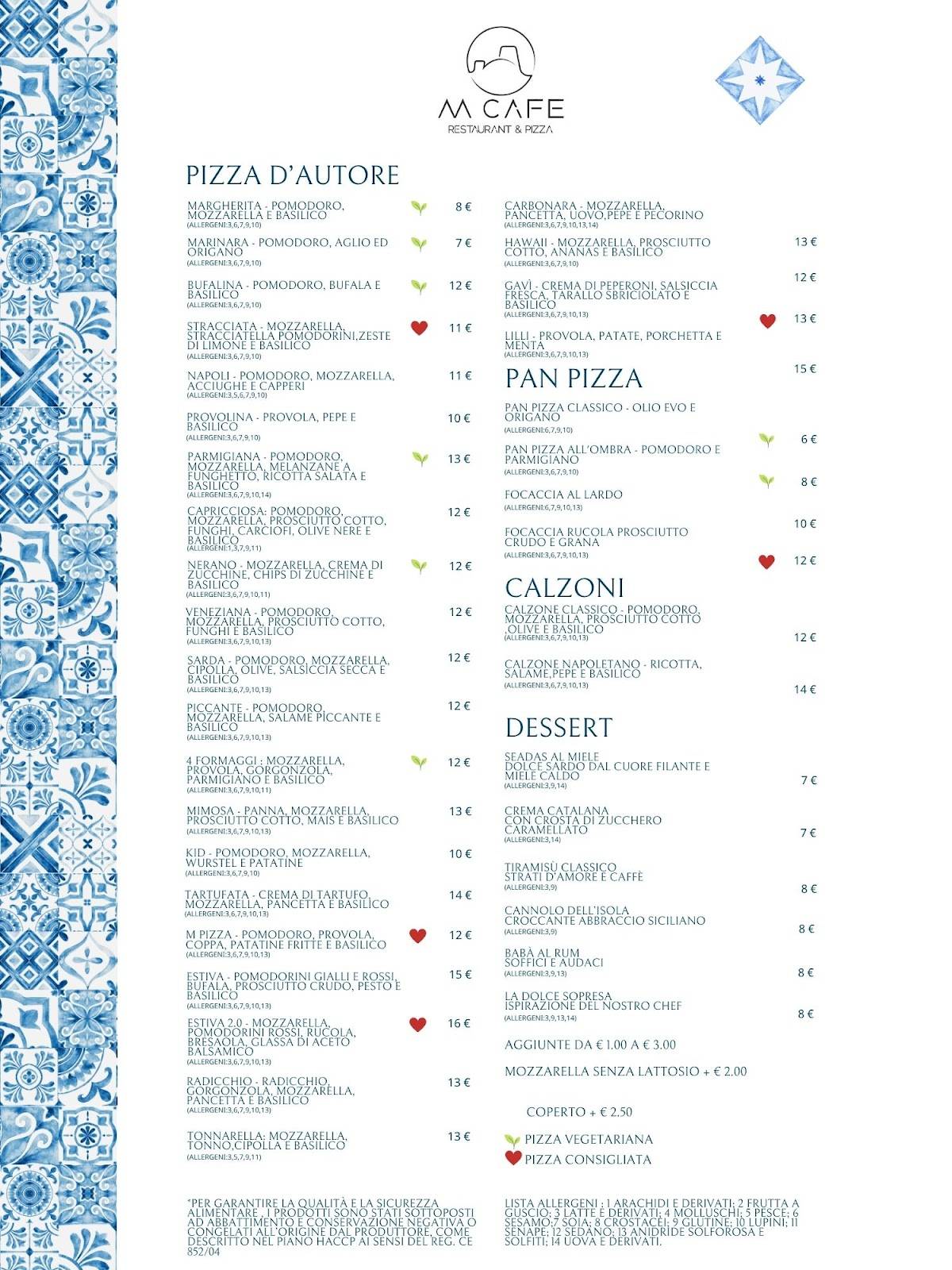 Menu di M Café Bistrot 