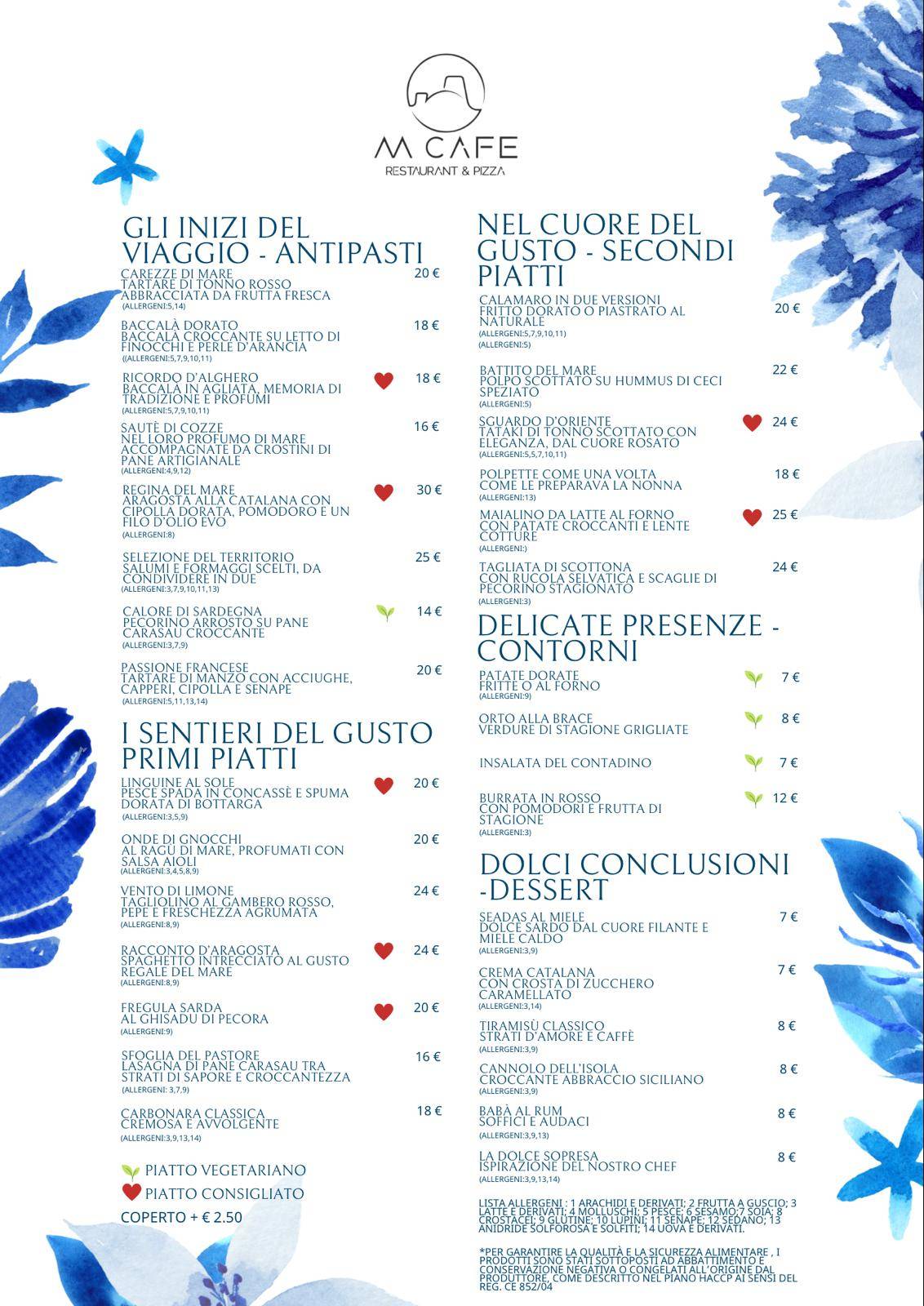 Menu di M Café Bistrot 