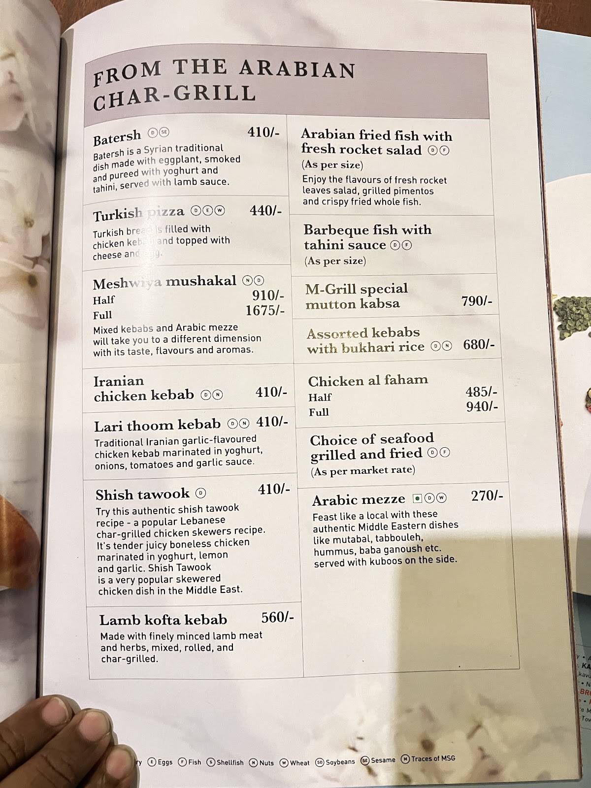 M Grill - Paragon Group menu