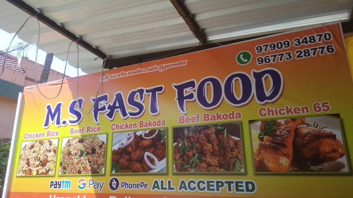 M.S Fast Food menu