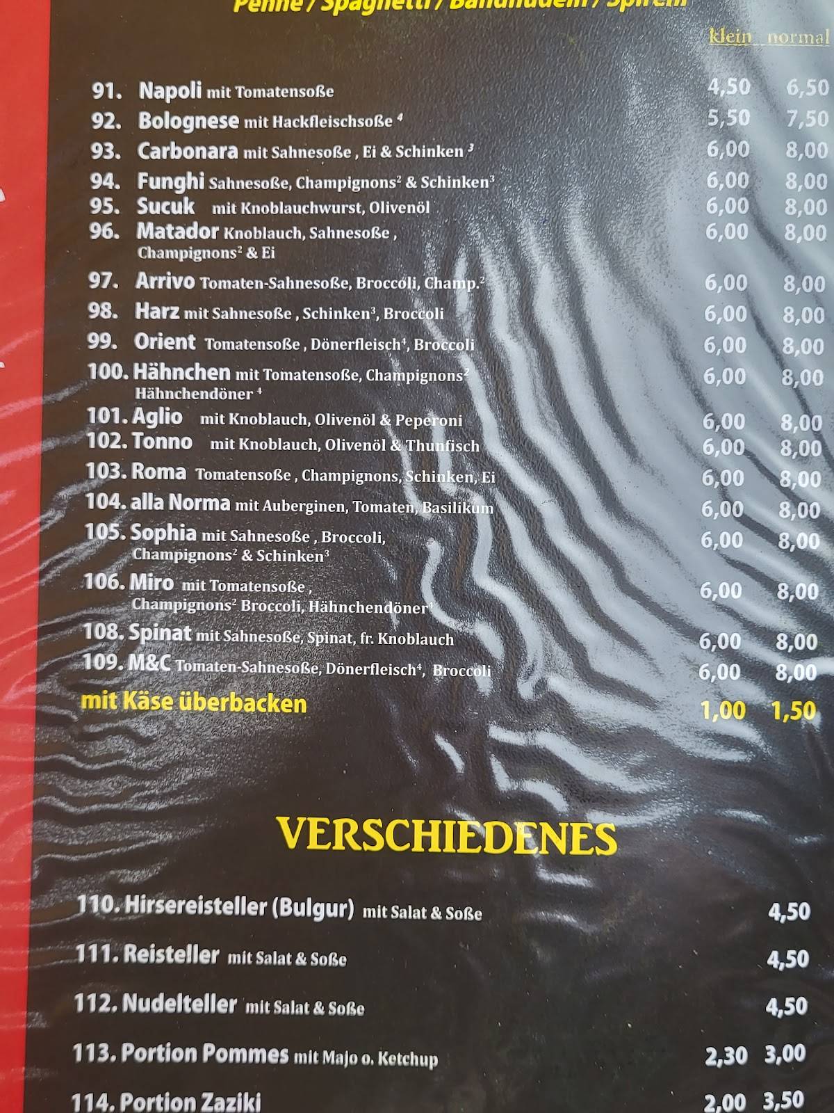 Speisekarte von M&c Döner pizza, Halberstadt