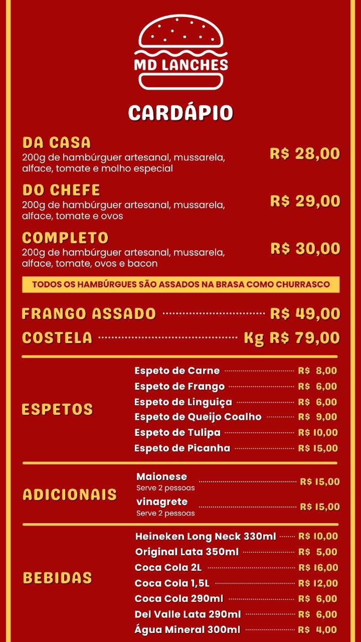 MD lanches cardápio