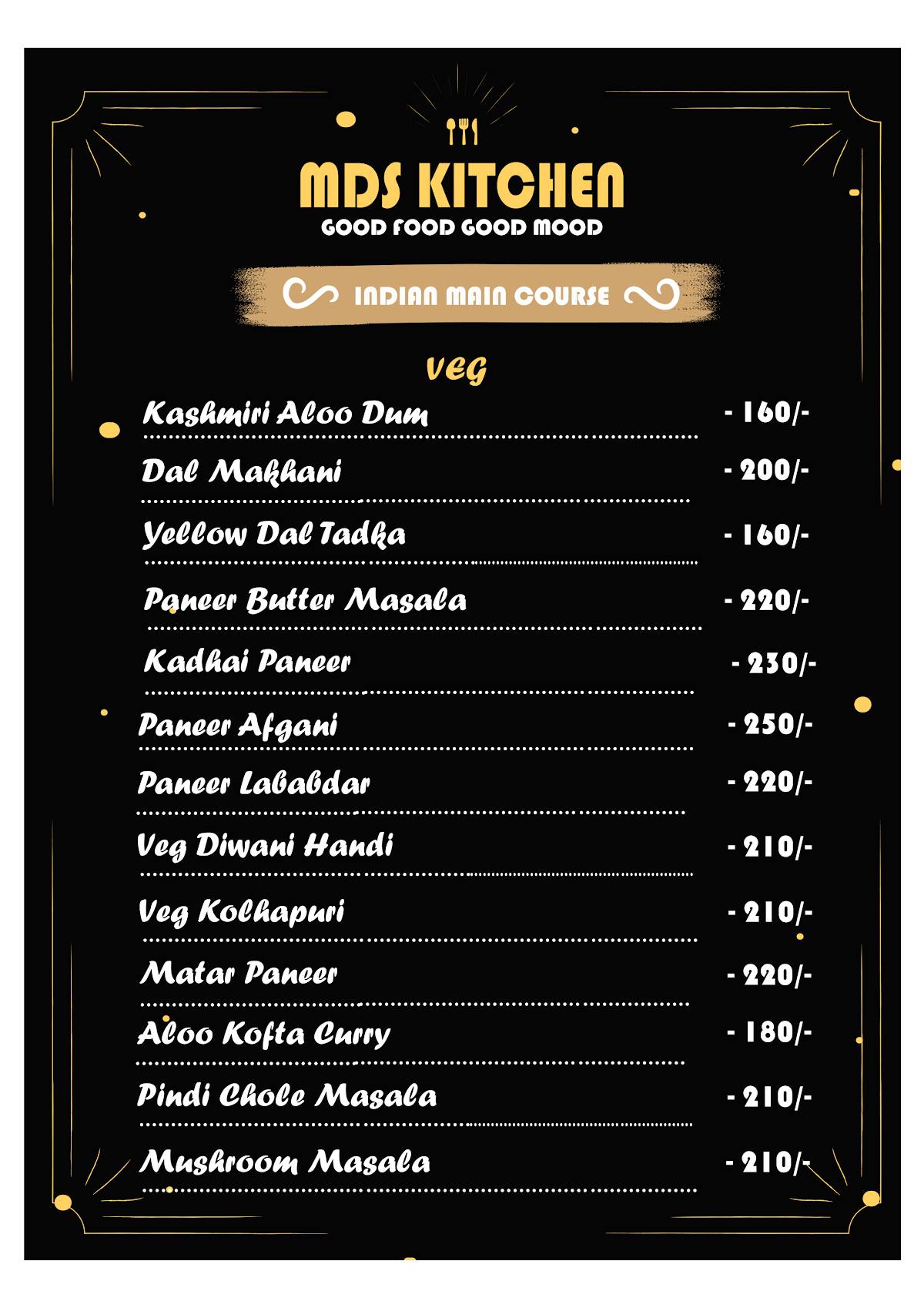 MDS KITCHEN menu