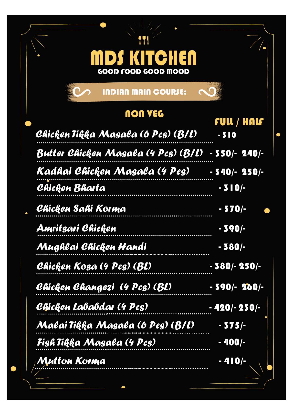 MDS KITCHEN menu