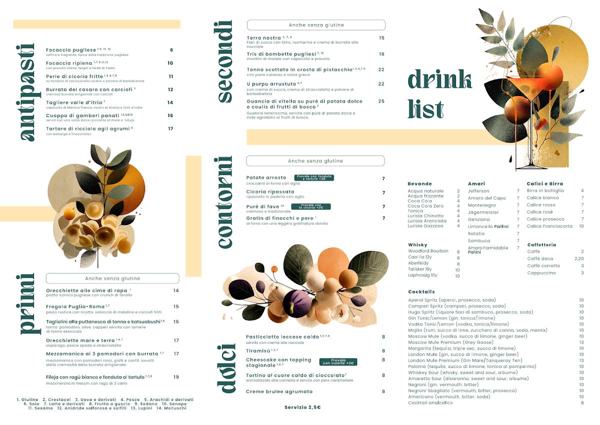 Menu di MENSANA Masseria Urbana 