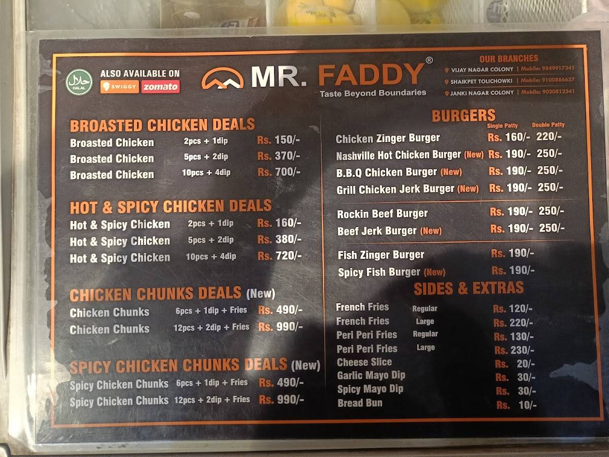 MR.FADDY menu