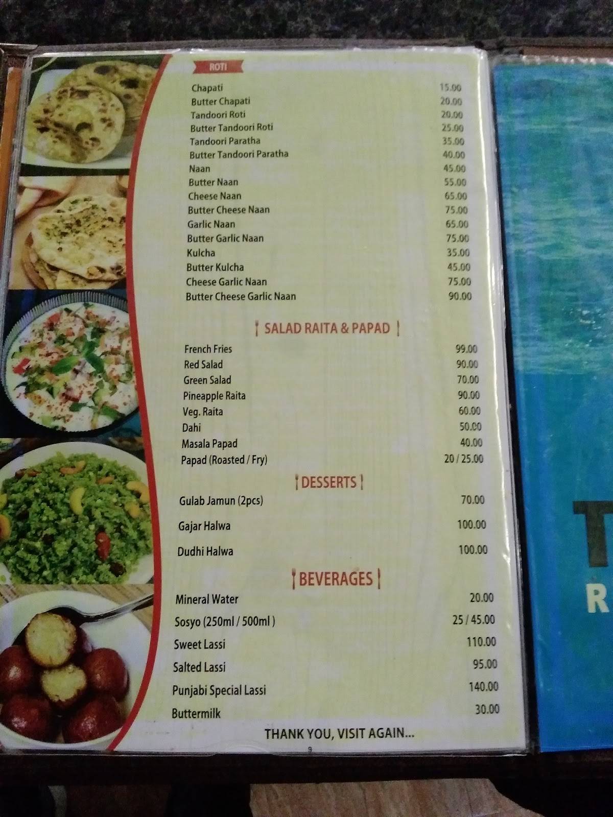 MUTBY'Z RESTAURANT menu