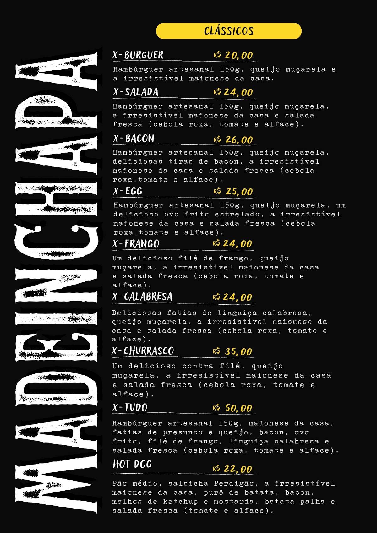 Made in Chapa cardápio