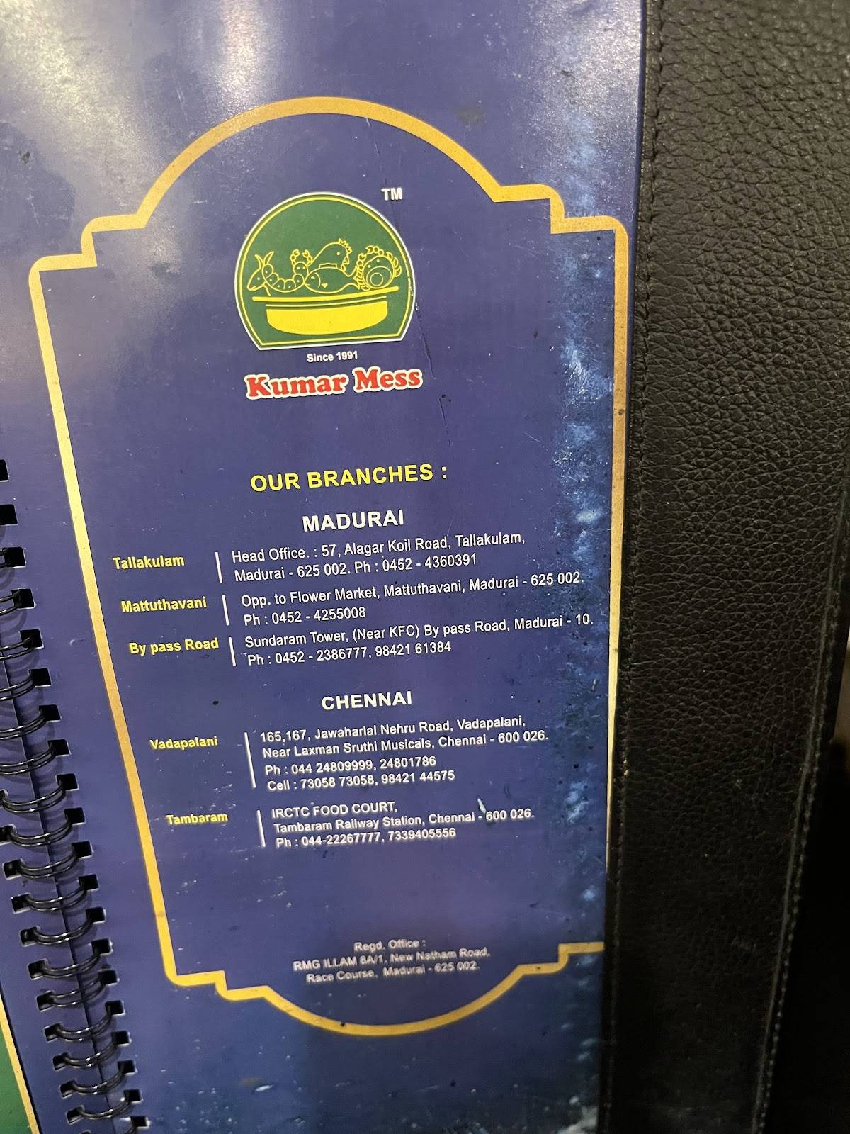 Madurai Kumar Mess menu