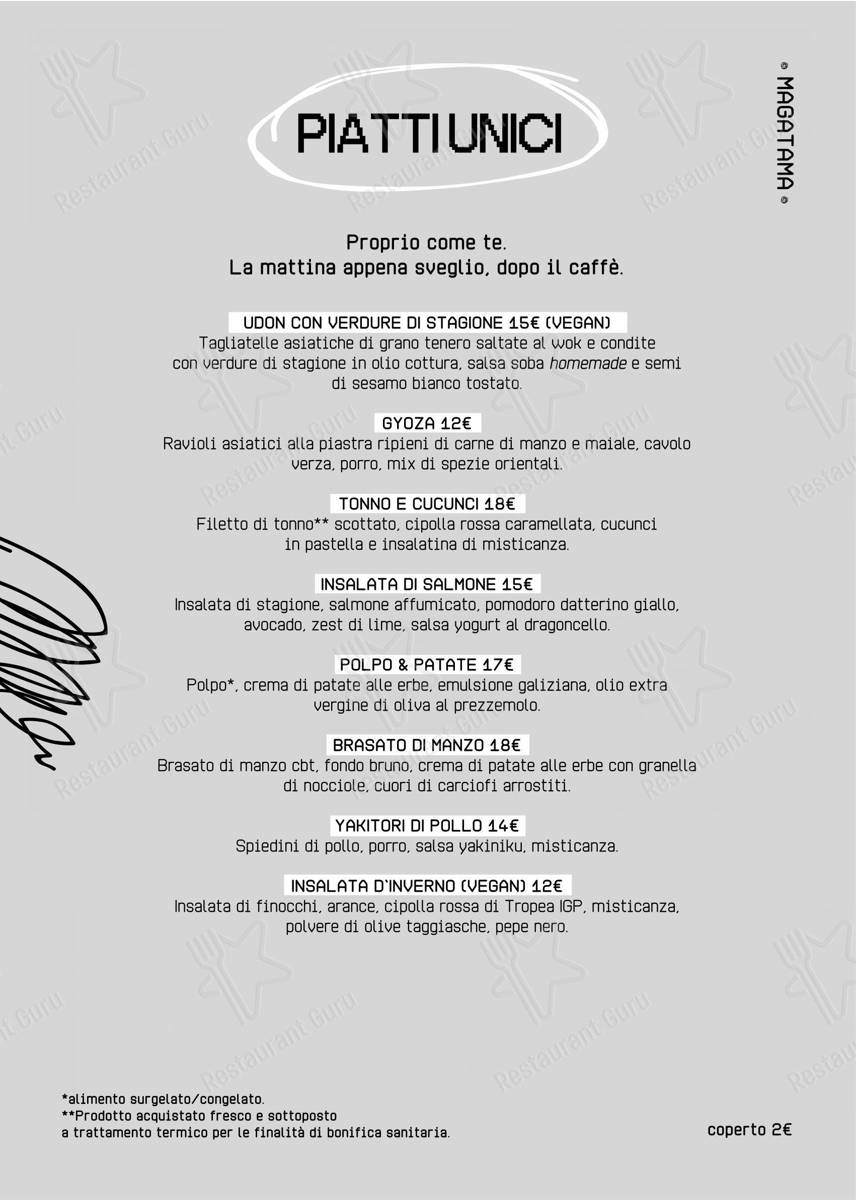 Magatama in Acireale - Menu bar