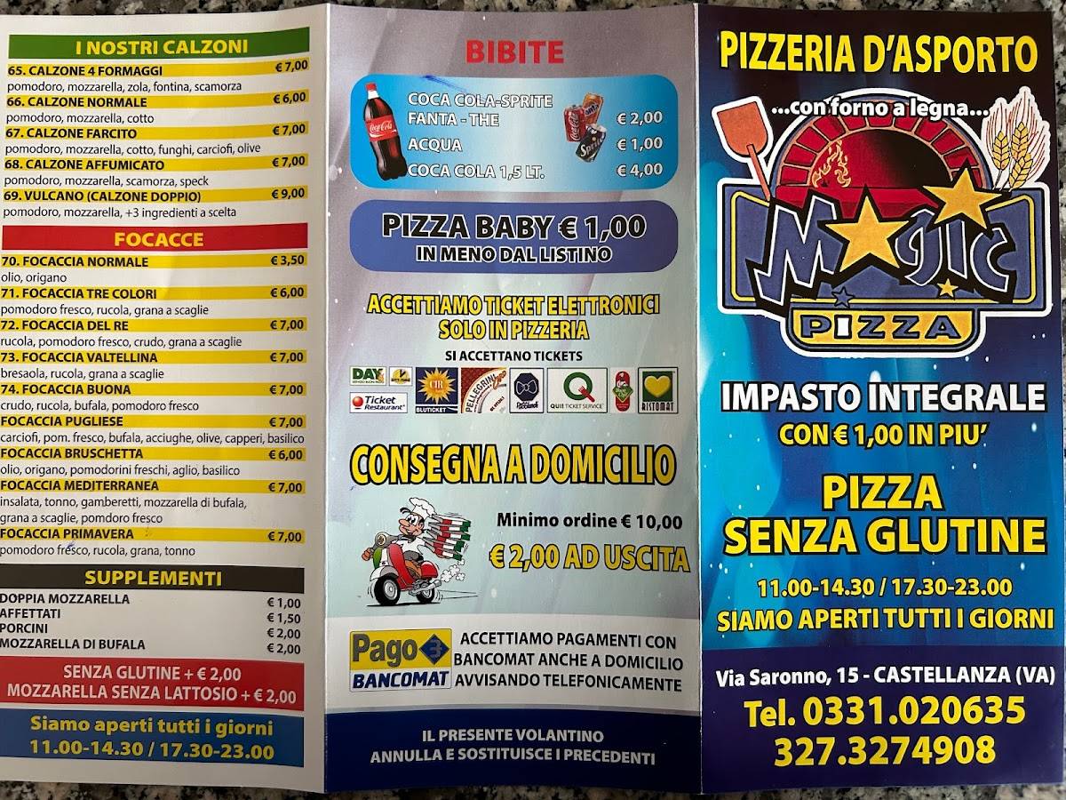 Menu di Magic Pizza 
