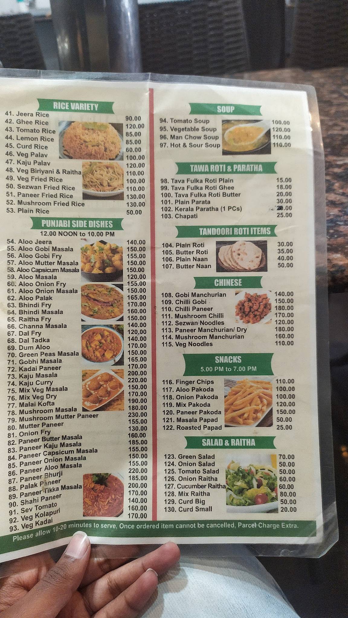Mahaveer Veg Restaurant menu
