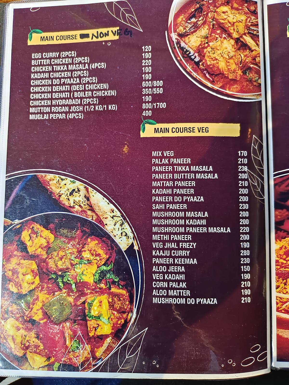 Mahi Down Town menu