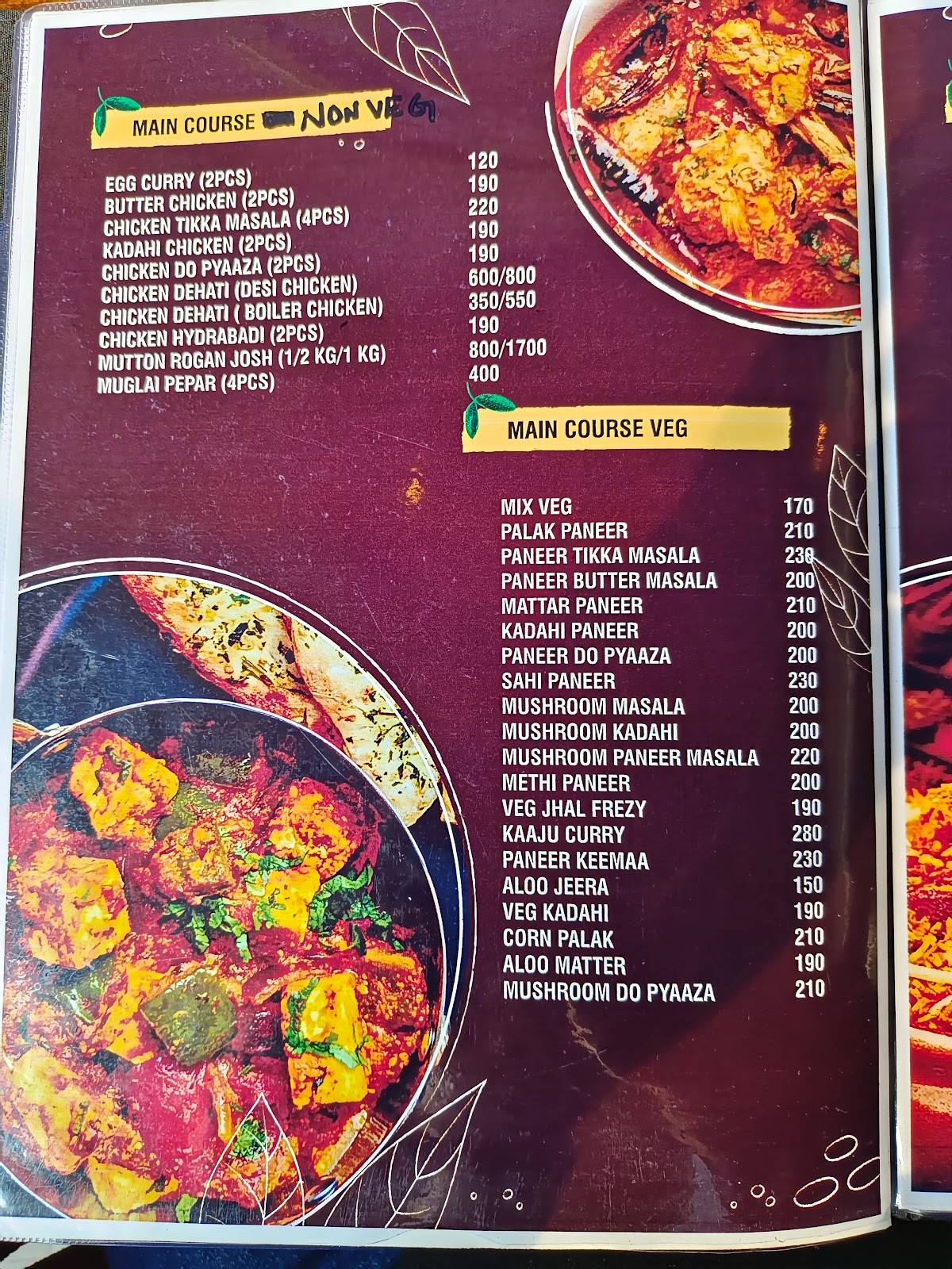Mahi Down Town menu