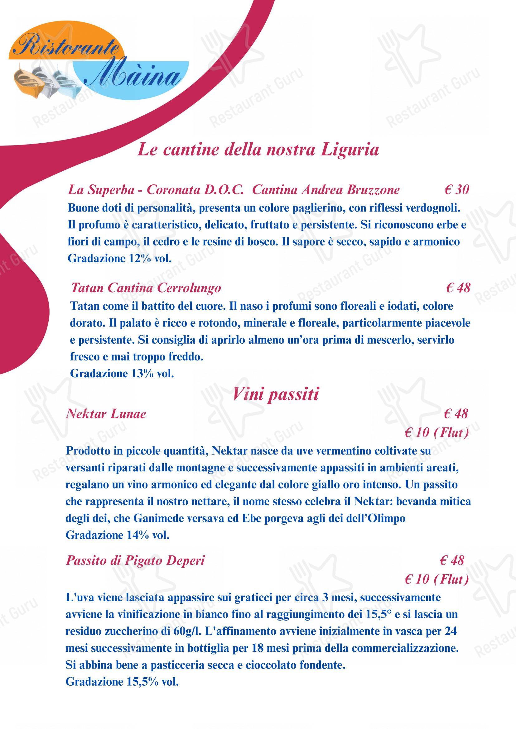 菜单 per Bagni Olimpia - Ristorante Maina ristorante