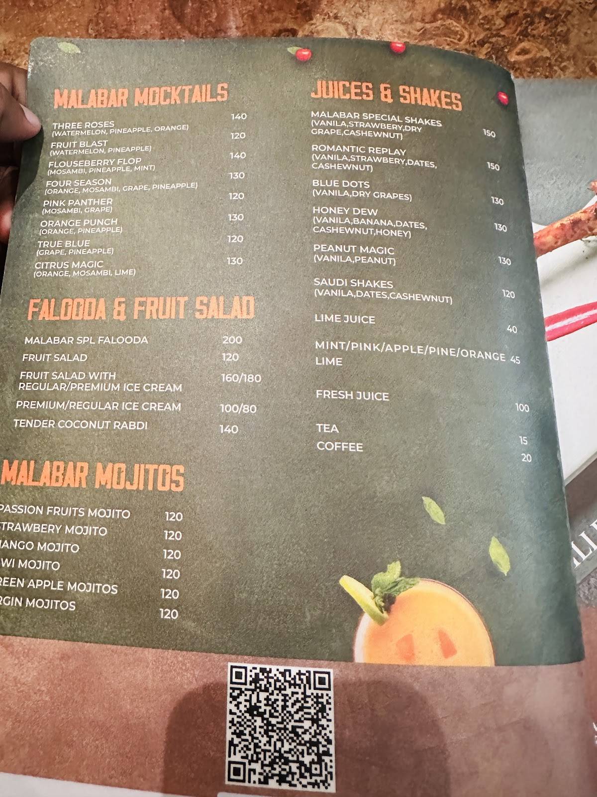 Malabar Village Restaurant menu