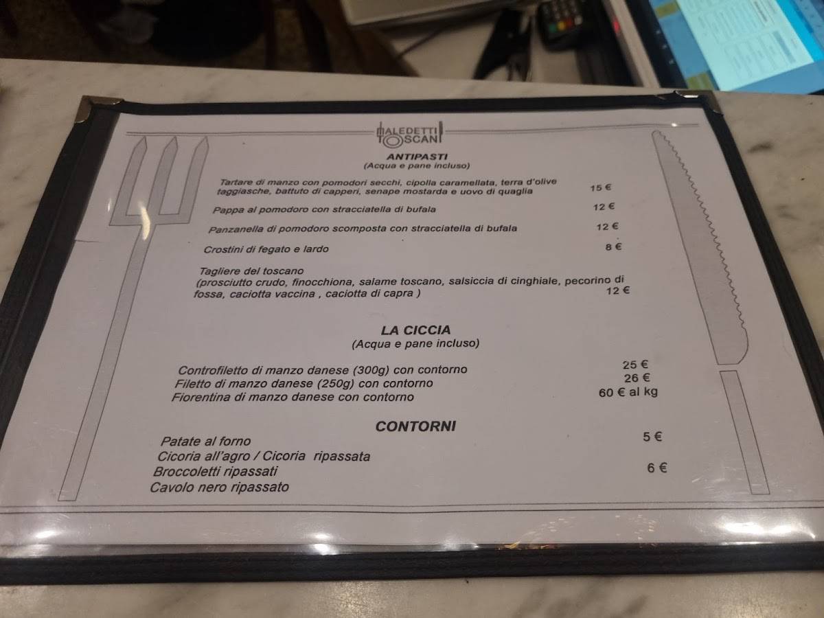 Menu di Maledetti Toscani Trattoria con Specialità Toscane 