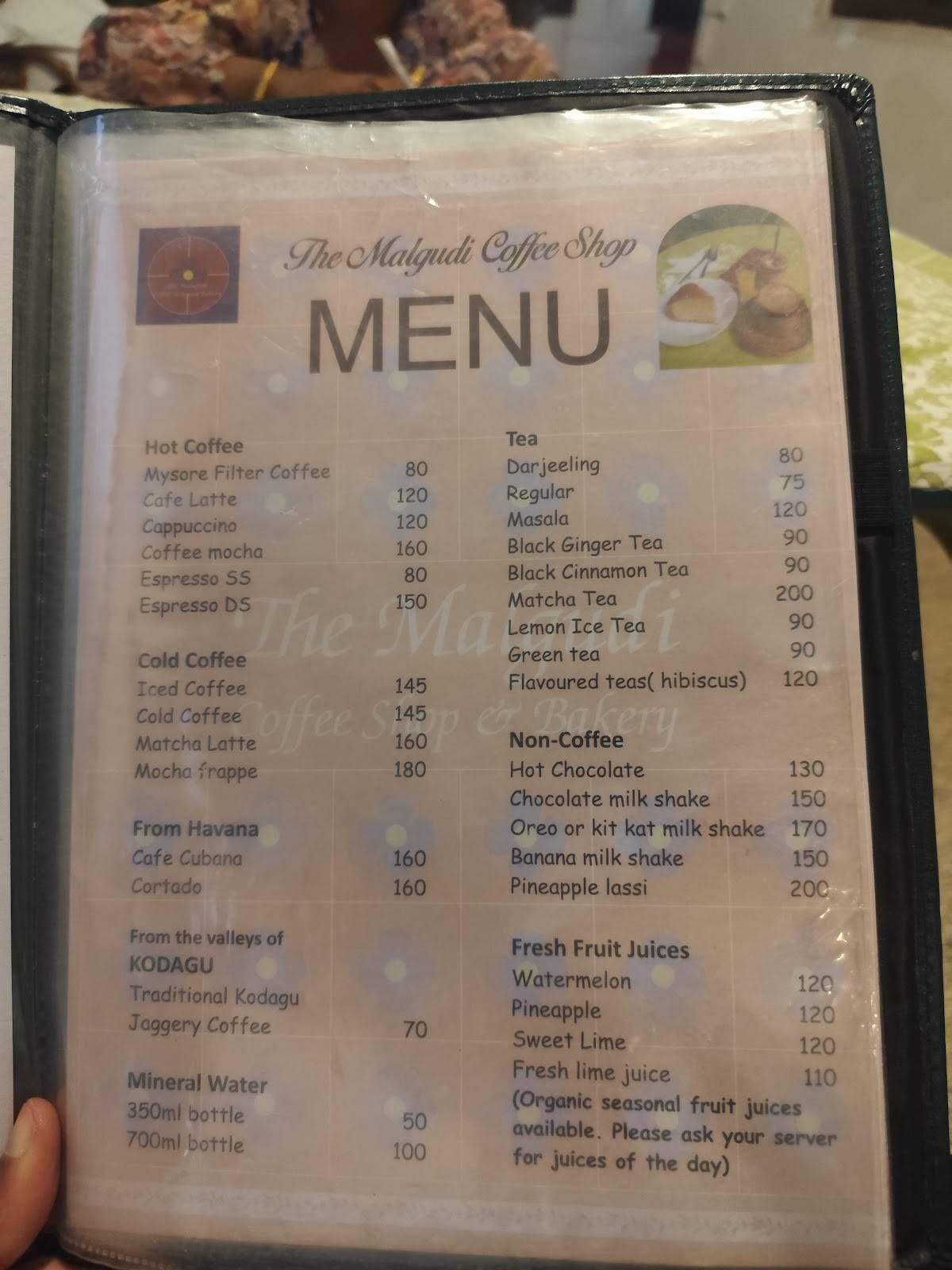 Malgudi Coffee Shop & Bakery menu