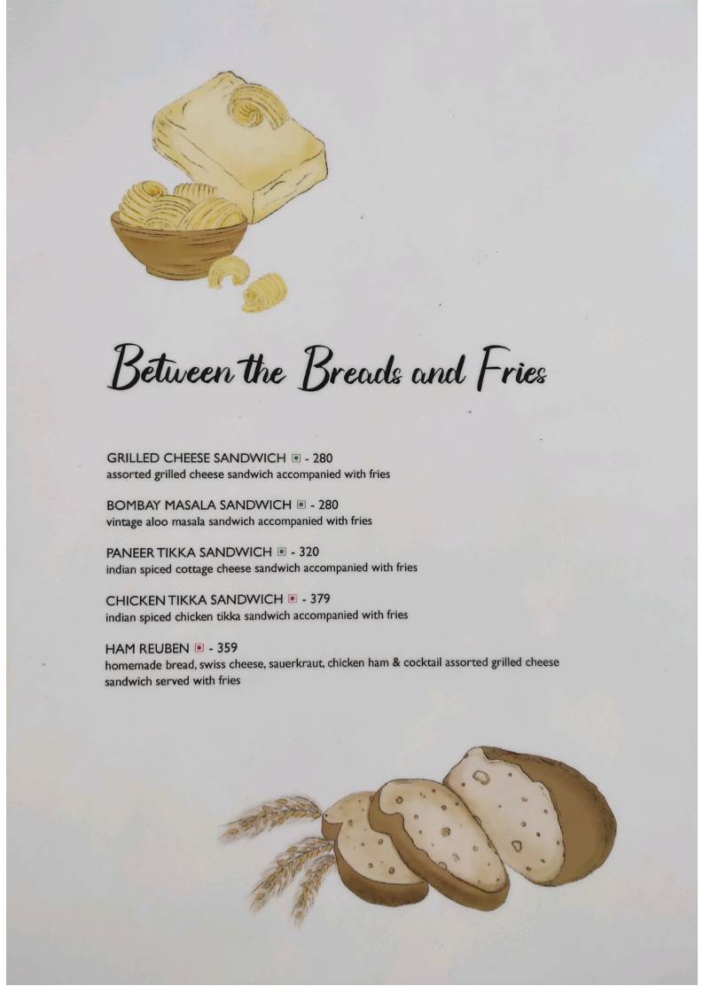 Mambo’s Bistro menu