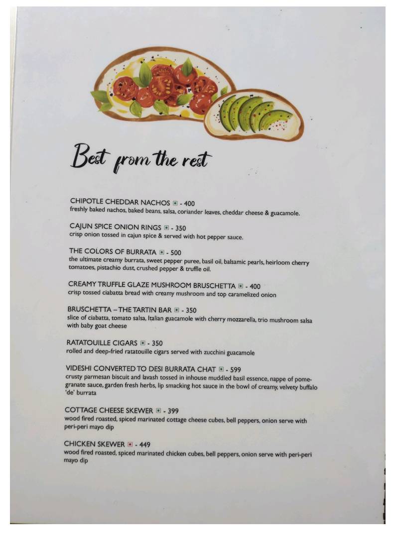 Mambo’s Bistro menu