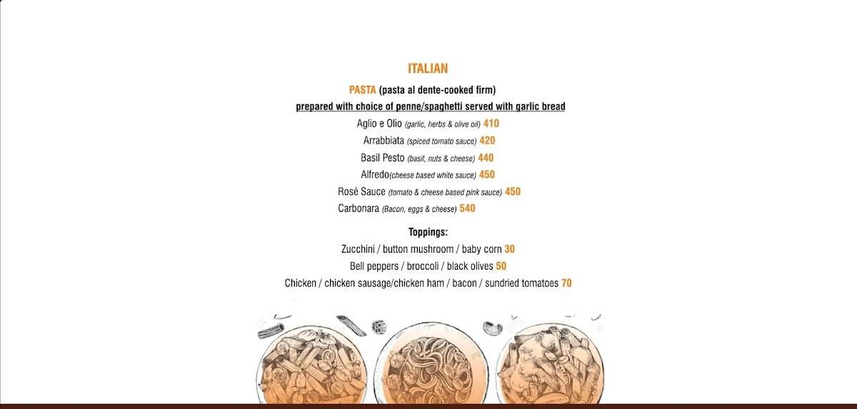 RIDE INN CAFE, BAR & Resort menu