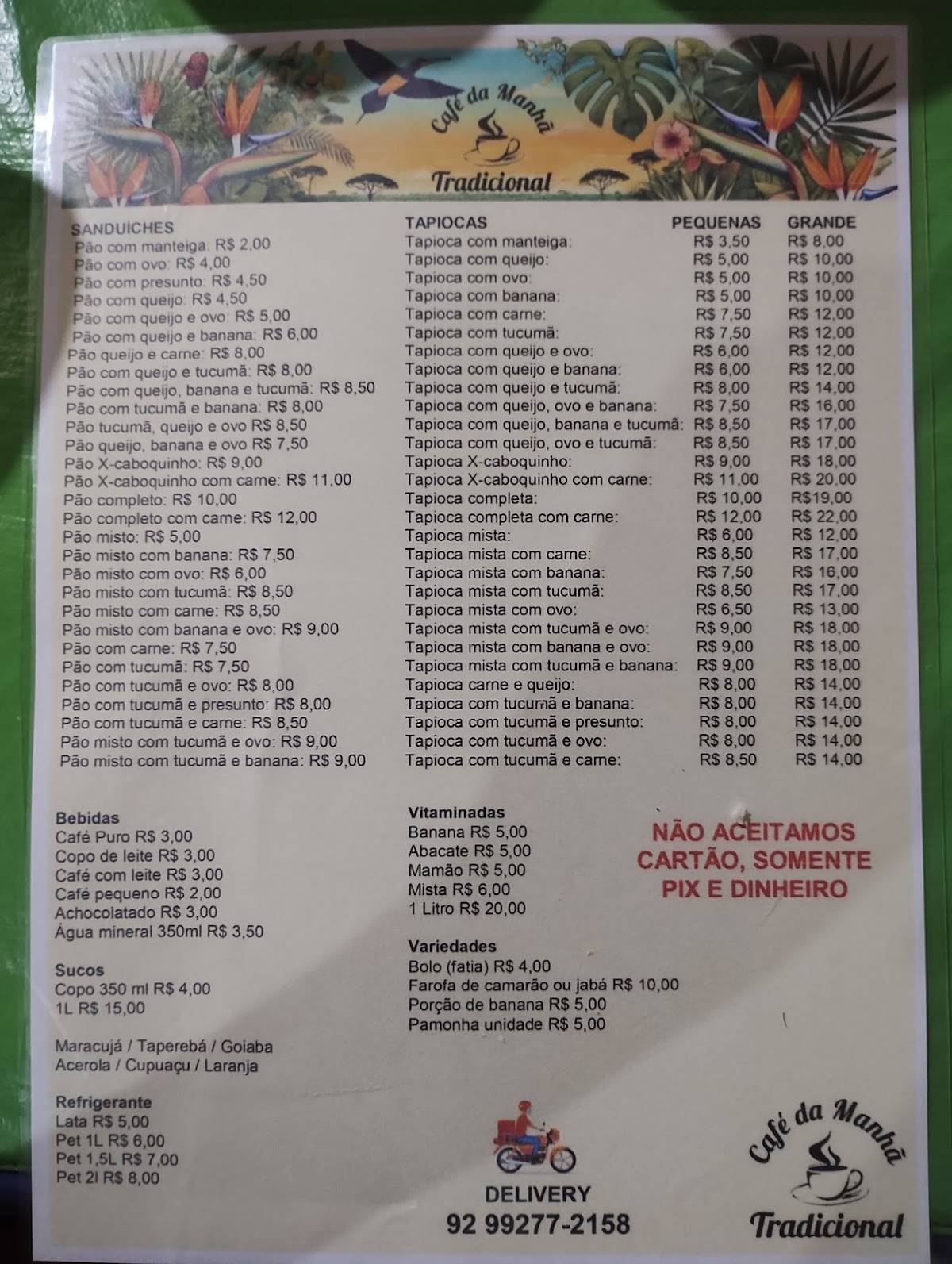 Café Da Manhã Tradicional cardápio