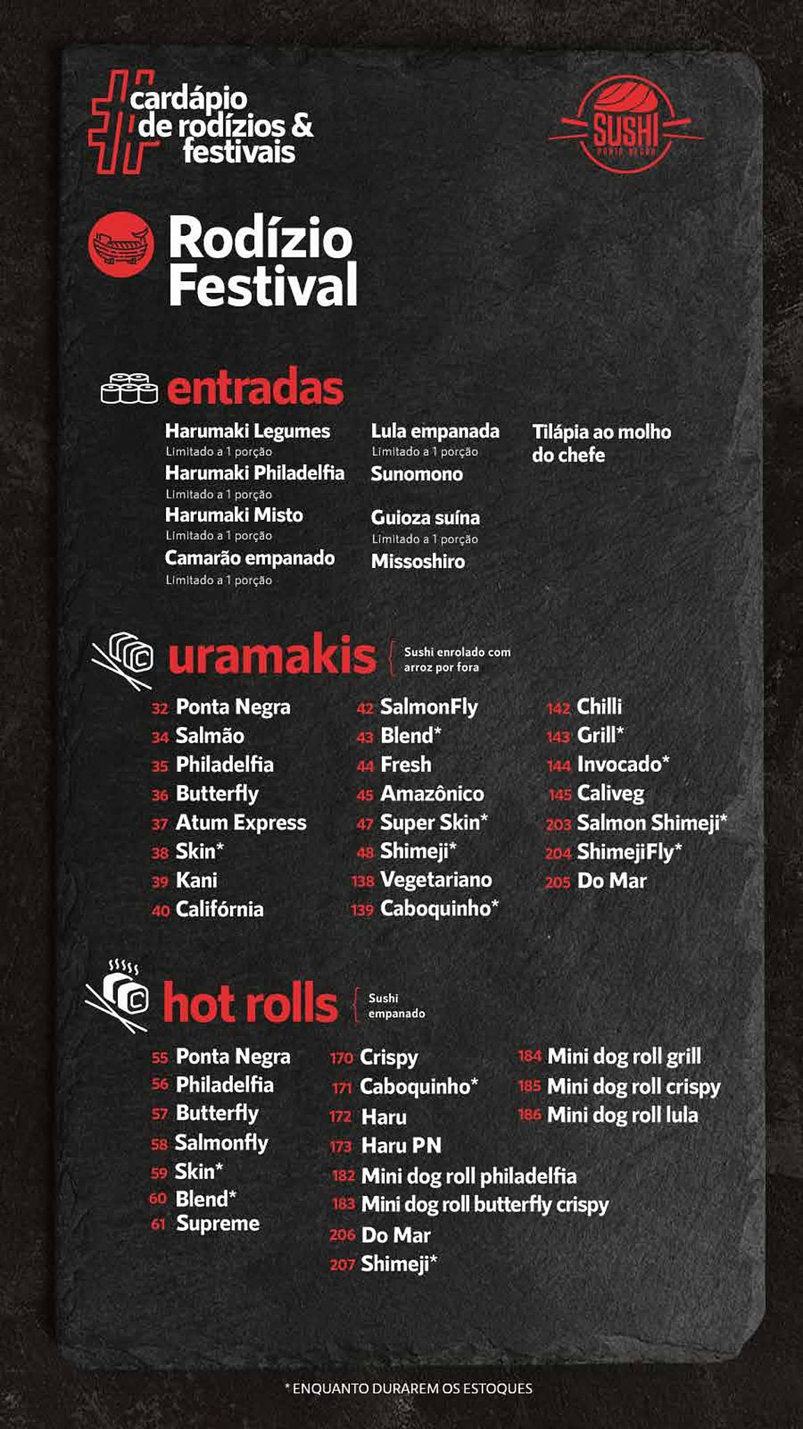 Restaurante Sushi Ponta Negra - Distrito cardápio