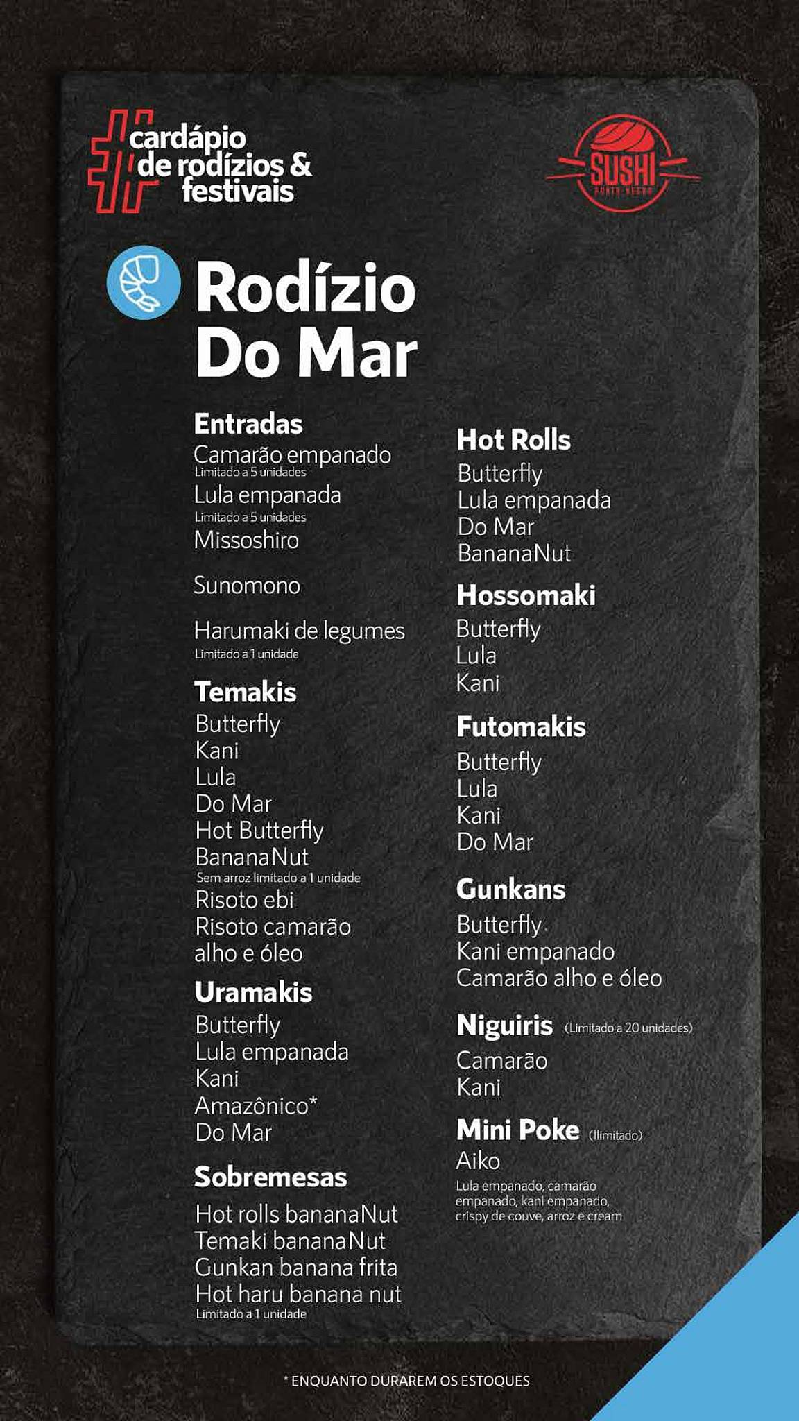 Restaurante Sushi Ponta Negra - Distrito cardápio
