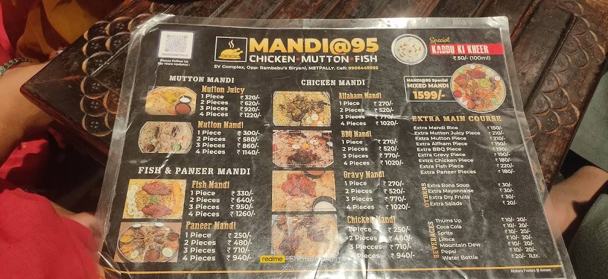 Mandi@95 menu