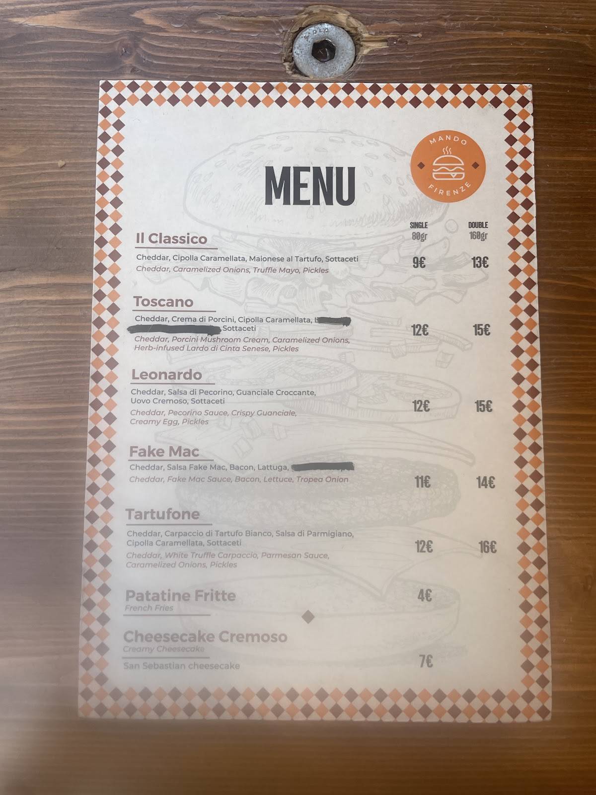 Menu di Mando Burger 