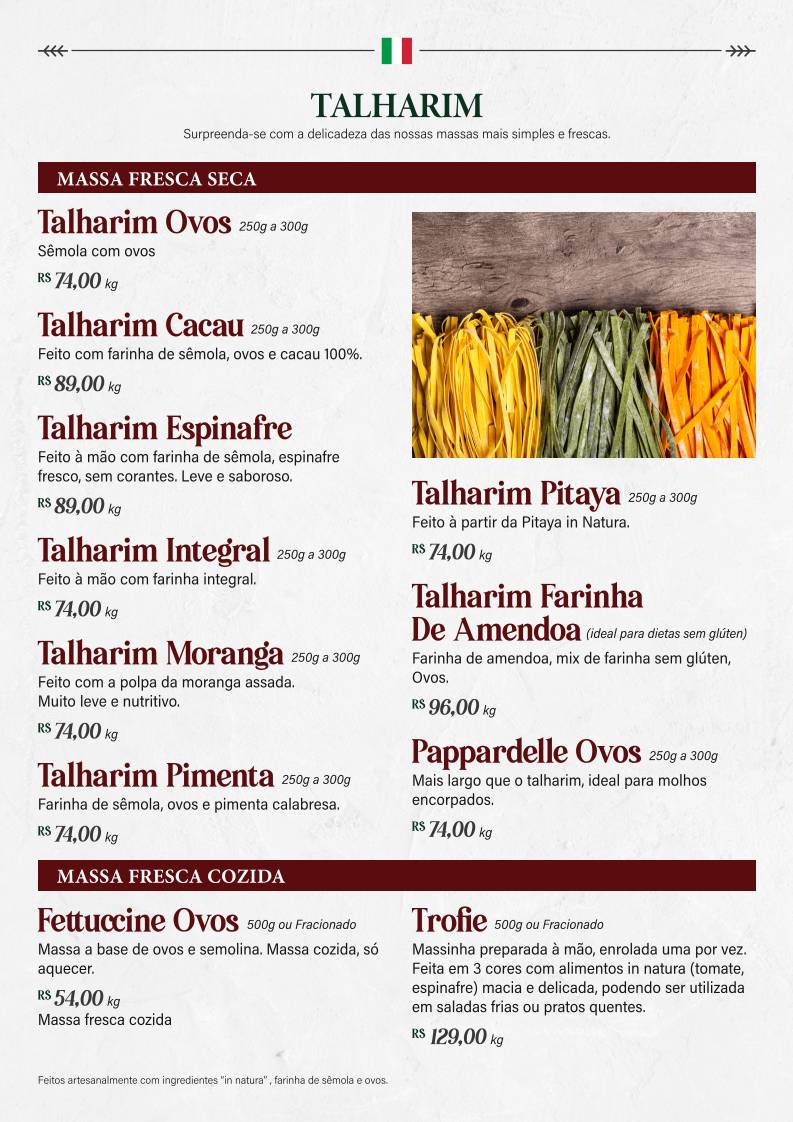 Mand'oro Massas - Cucina Artigianale Italiana em Americana cardápio
