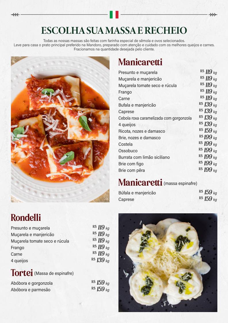 Mand'oro Massas - Cucina Artigianale Italiana em Americana cardápio