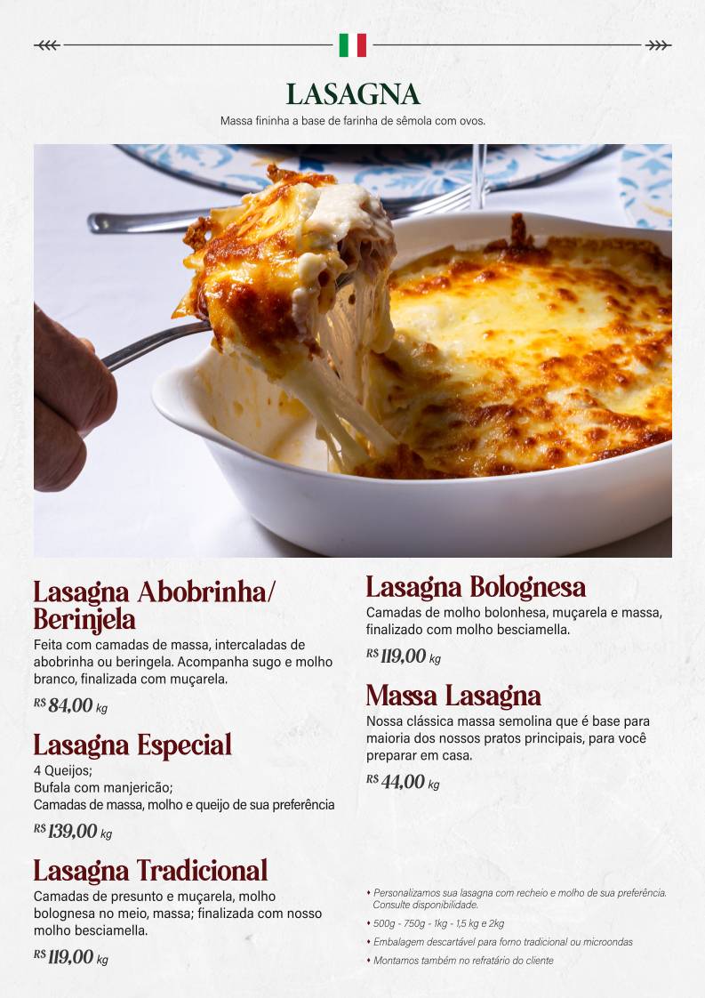 Mand'oro Massas - Cucina Artigianale Italiana em Americana cardápio