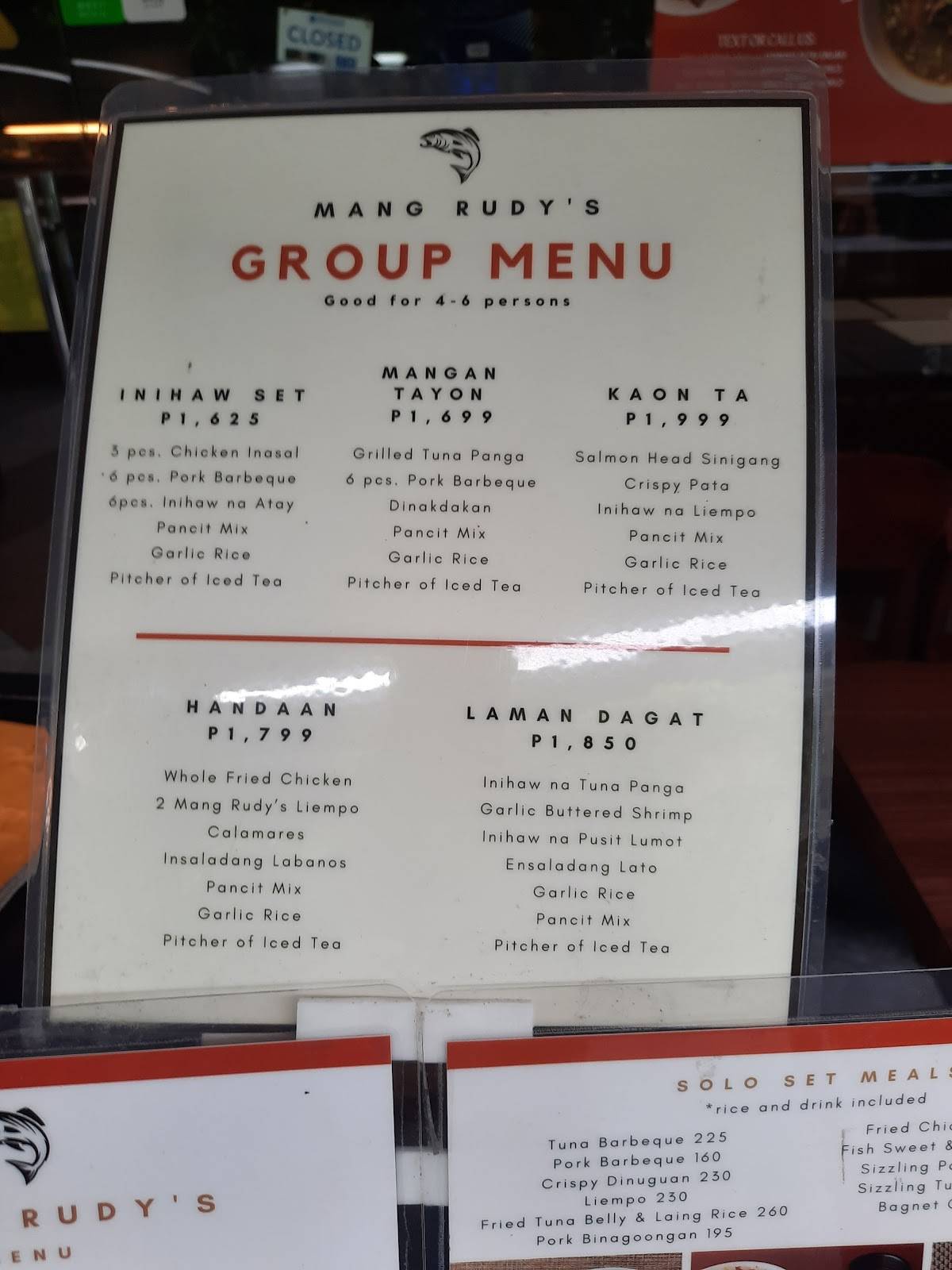 Menu at Mang Rudy’s Tuna Grill & Papaitan restaurant, Makati, H2F9+QRR